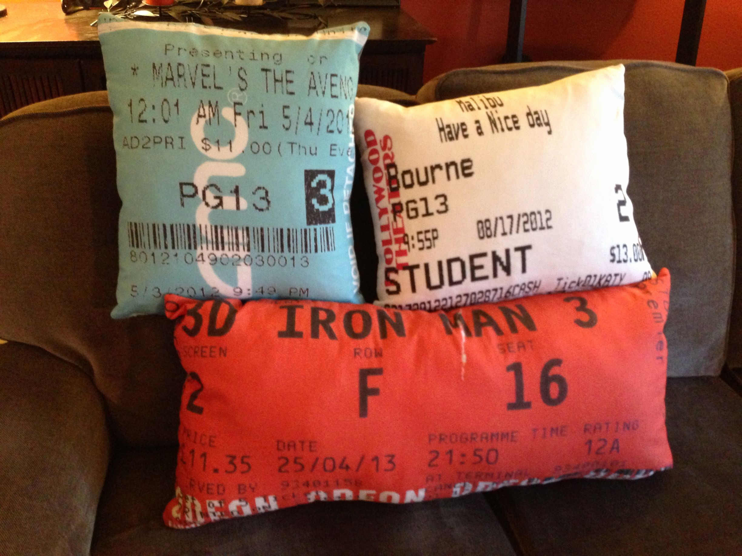 How to Make Concert Tickets Awesome Cinema Ticket Stub Pillows