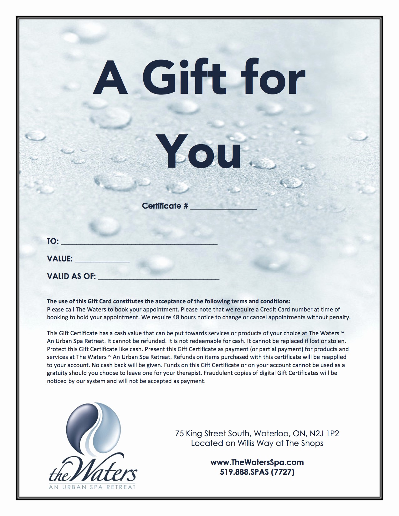 How to Make Gift Certificates Best Of Email Gift Certificate the Waters Spa