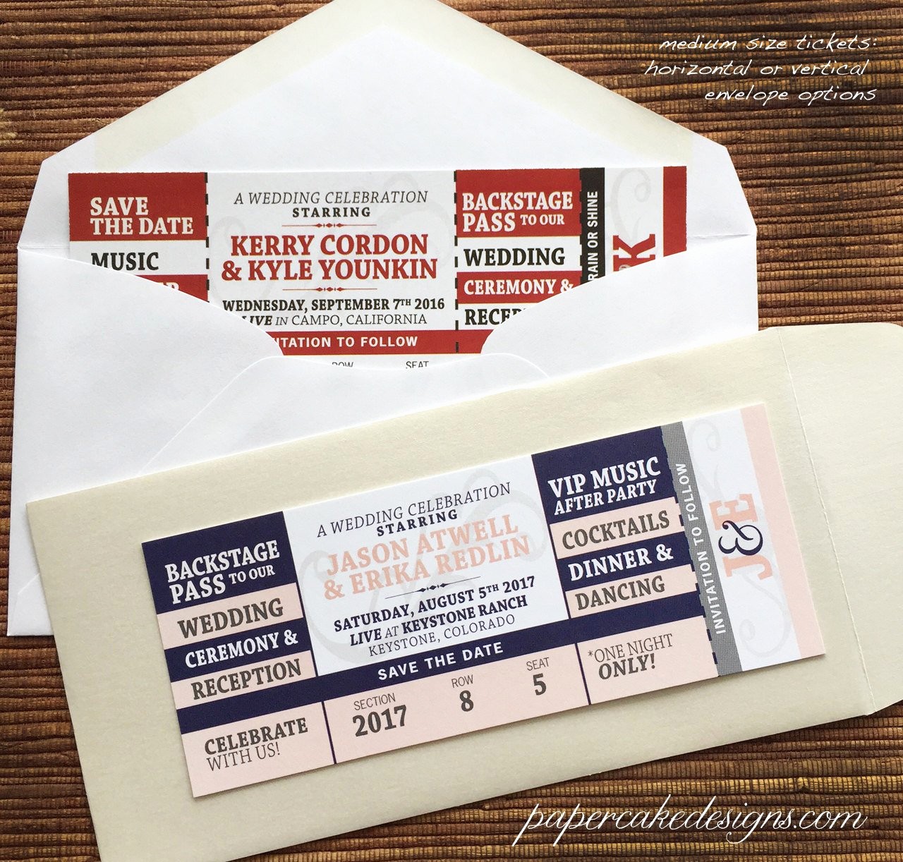 How to Make Ticket Invitations Fresh Concert Ticket Save the Date or Invitation with Envelopes