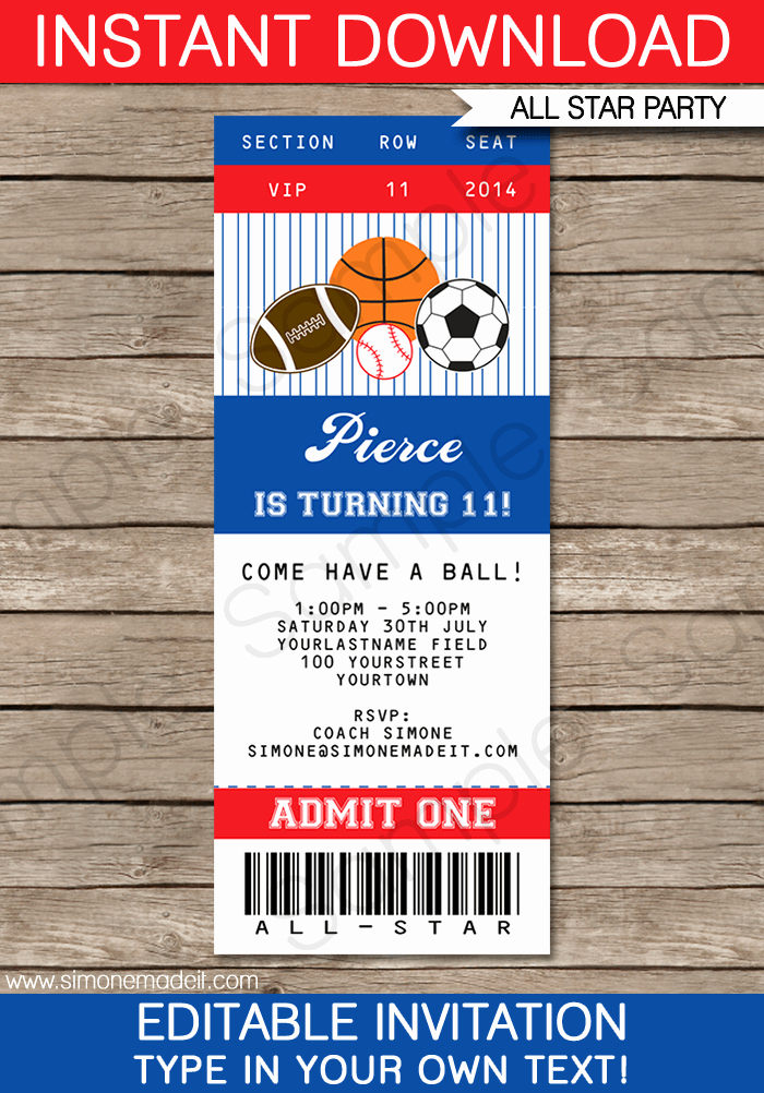 How to Make Ticket Invitations Luxury All Star Sports Ticket Invitations
