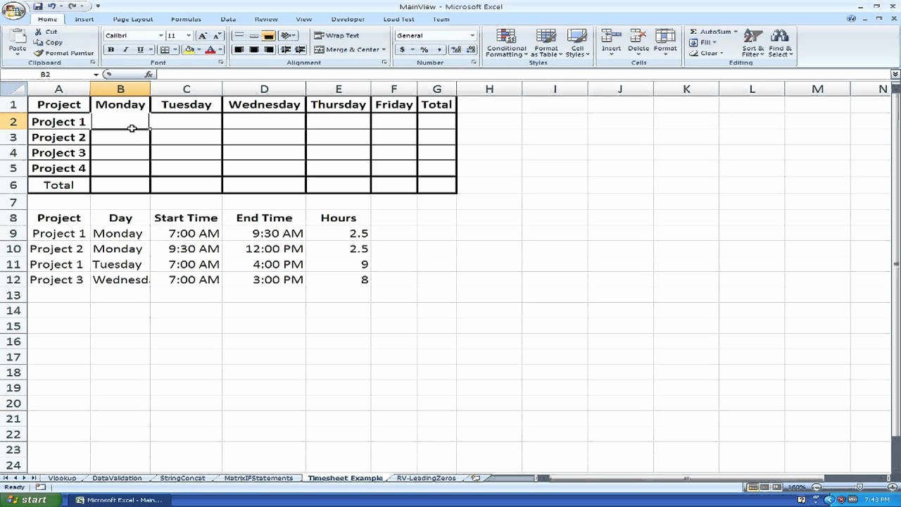 How to Make Time Sheets Elegant How to Make A Time Sheet Using Matrices and if Statements