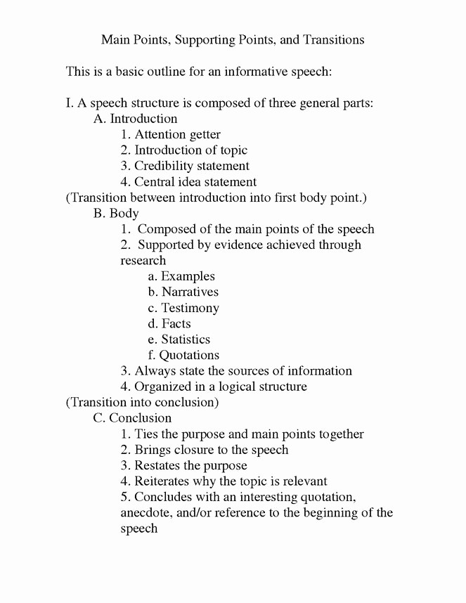 How to Outline A Speech Elegant Demonstrative Speech Outline Template Google Search