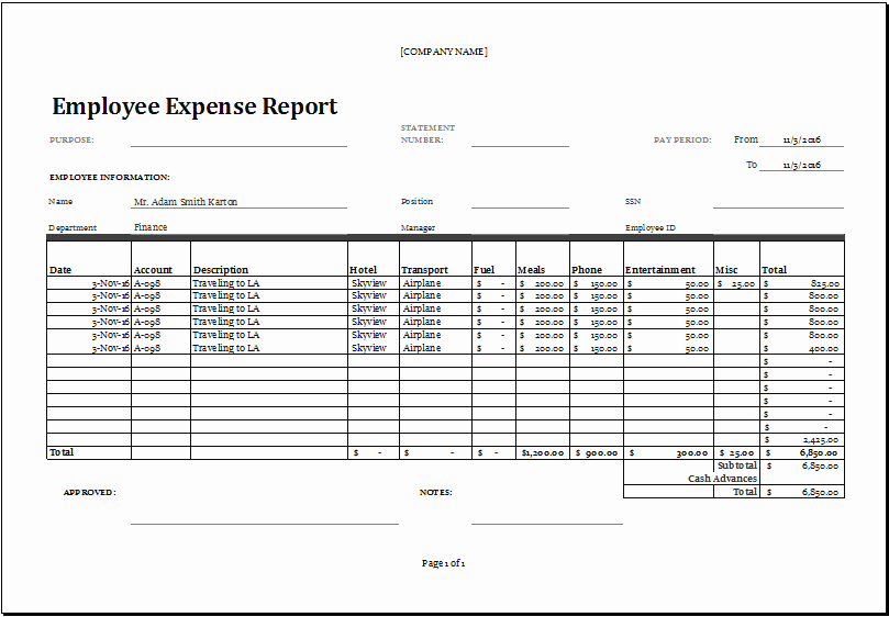 How to Prepare Expense Reports Elegant Excel Employee Expense Report Templates