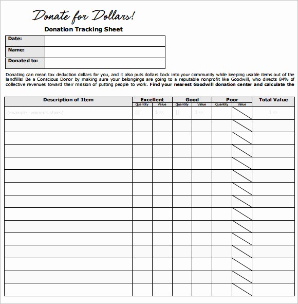 How to Track Charitable Donations Beautiful 10 Sample Donation Sheets