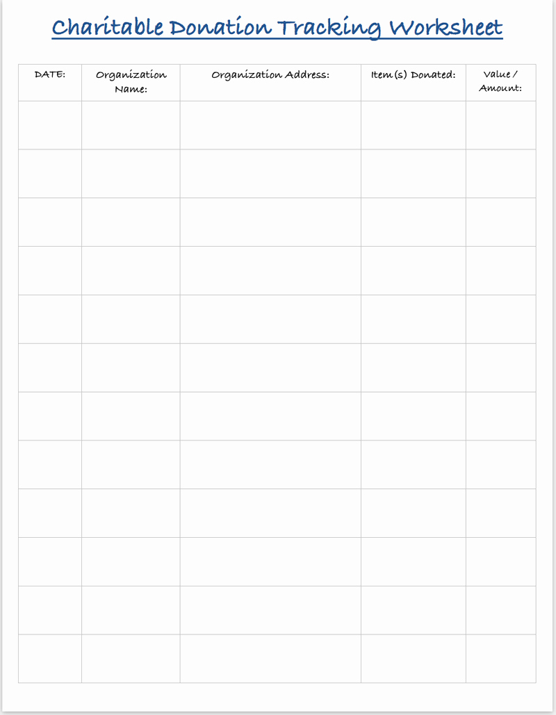 How to Track Charitable Donations Luxury Charitable Donation Worksheet Spreadsheet Template