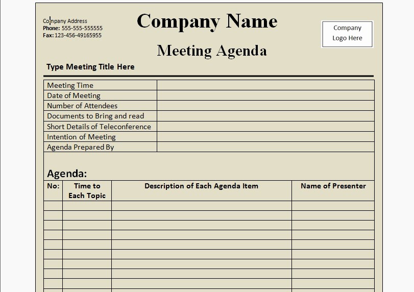 How to Type An Agenda Unique Free Meeting Agenda Template Word format V M D