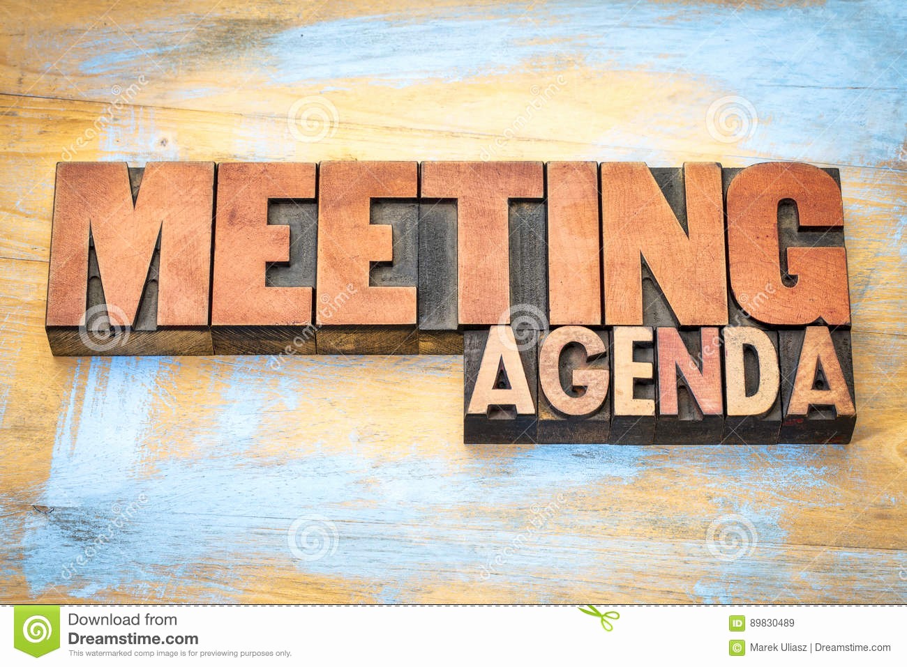How to Type An Agenda Unique Meeting Agenda Banner In Letterpress Wood Type Stock Image