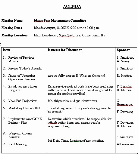 How to Type An Agenda Unique Meeting Agenda Sample format for A Typical Meeting Agenda