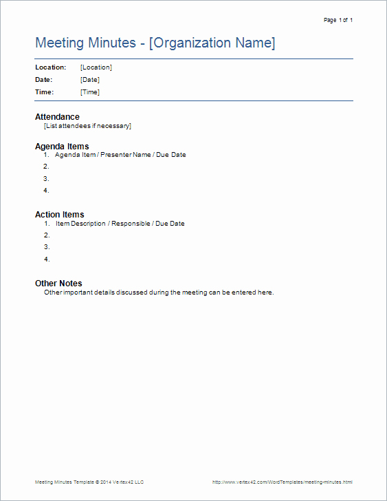 How to Type Up Minutes Elegant Meeting Minutes Templates for Word