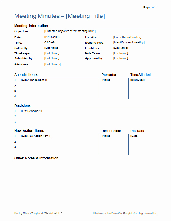 How to Type Up Minutes Fresh Meeting Minutes Templates for Word