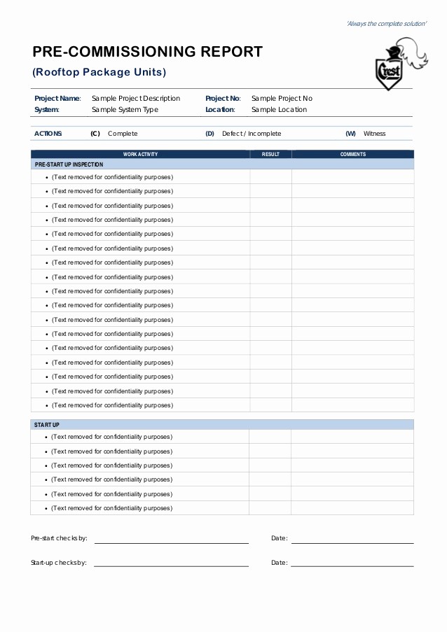 Hvac Start Up Report Template Beautiful Sample Mercial Ac Missioning Checklist