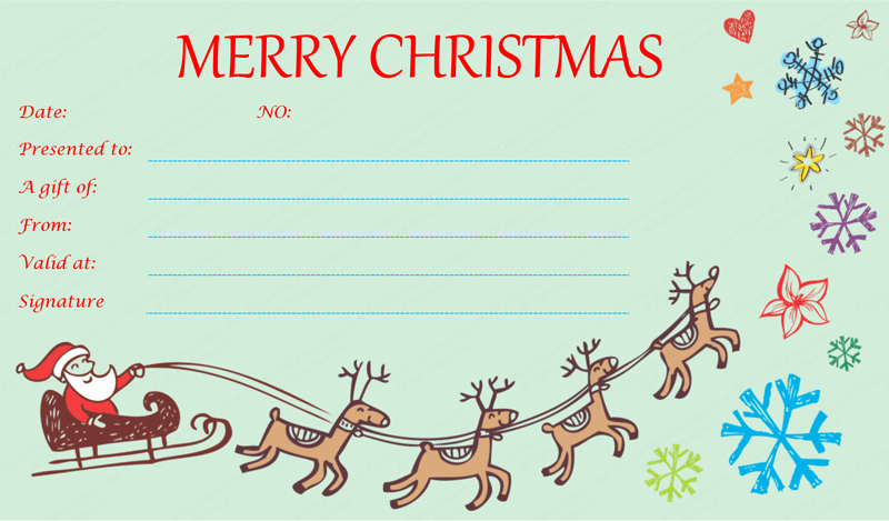 I Owe You Certificate Template Inspirational Flying Reindeer Christmas Gift Certificate Template