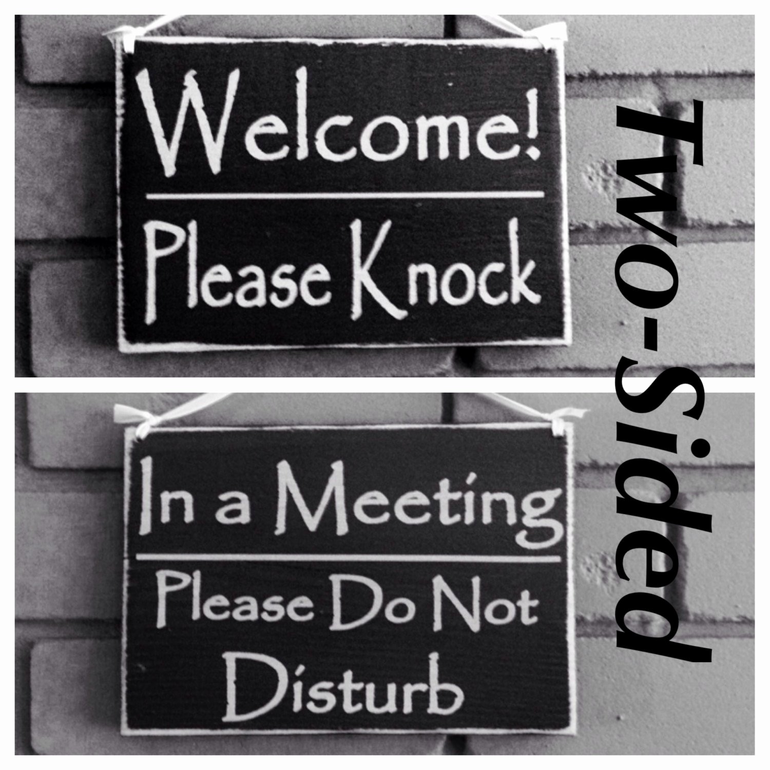 In A Meeting Door Sign Best Of Two Sided Wel E Please Knock In A Meeting Please Do Not