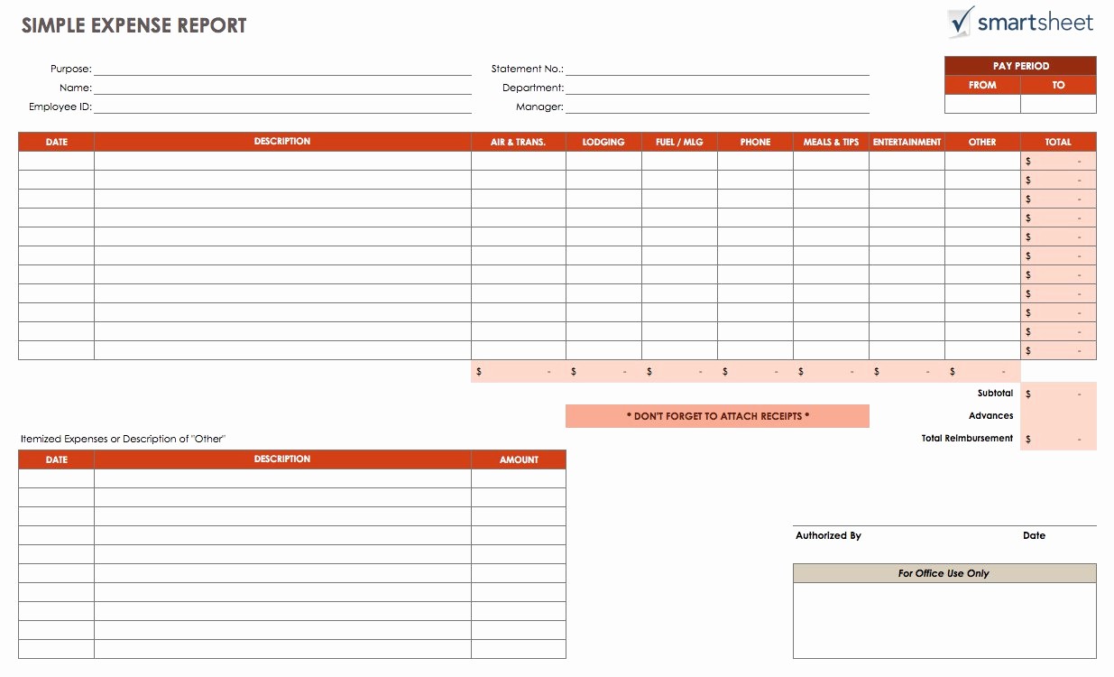 Income and Expense Report Template Elegant Free Expense Report Templates Smartsheet