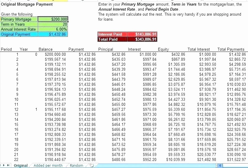 interest only amortization schedule excel