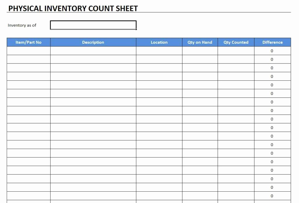 Inventory Count Sheet Template Free Best Of Physical Inventory Count Sheet Template Free Excel