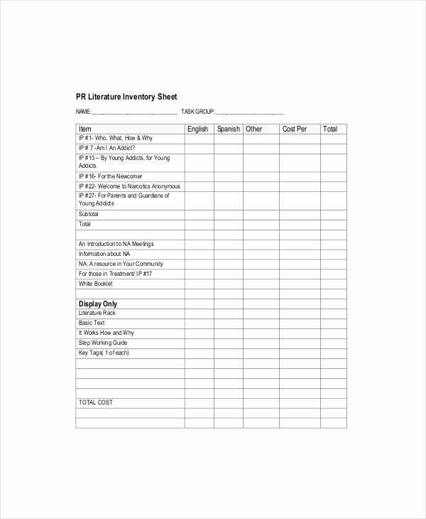 Inventory Count Sheet Template Free Luxury Inventory Count Sheet Template 8 Free Word Pdf