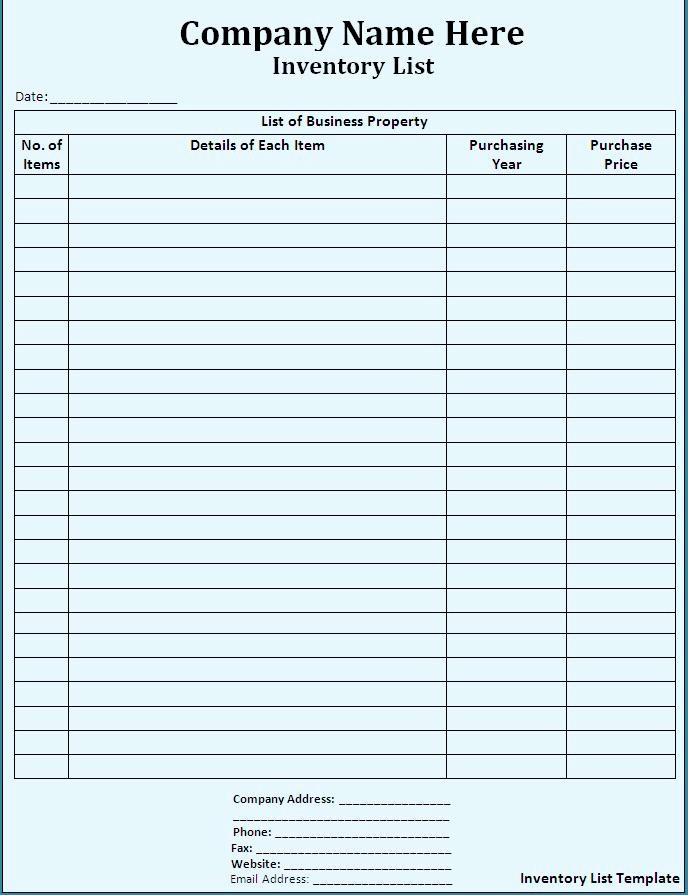 Inventory forms for Small Business Lovely 10 Best Of Business Inventory List Template