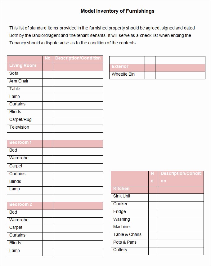 Inventory List Template Free Download Inspirational Landlord Inventory Template 8 Free Word Documents