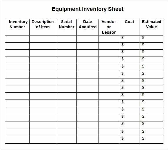 sample inventory sheet
