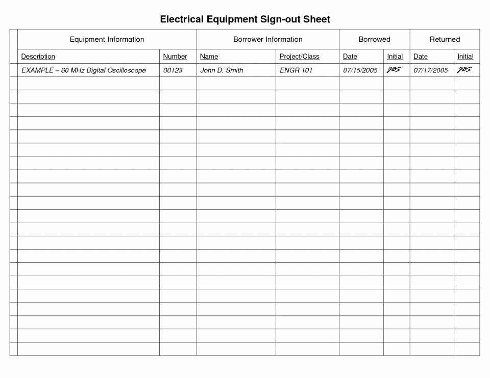 Inventory Sign Out Sheet Excel Lovely Sheet Inventory Sign Out Template Free Download In Sample