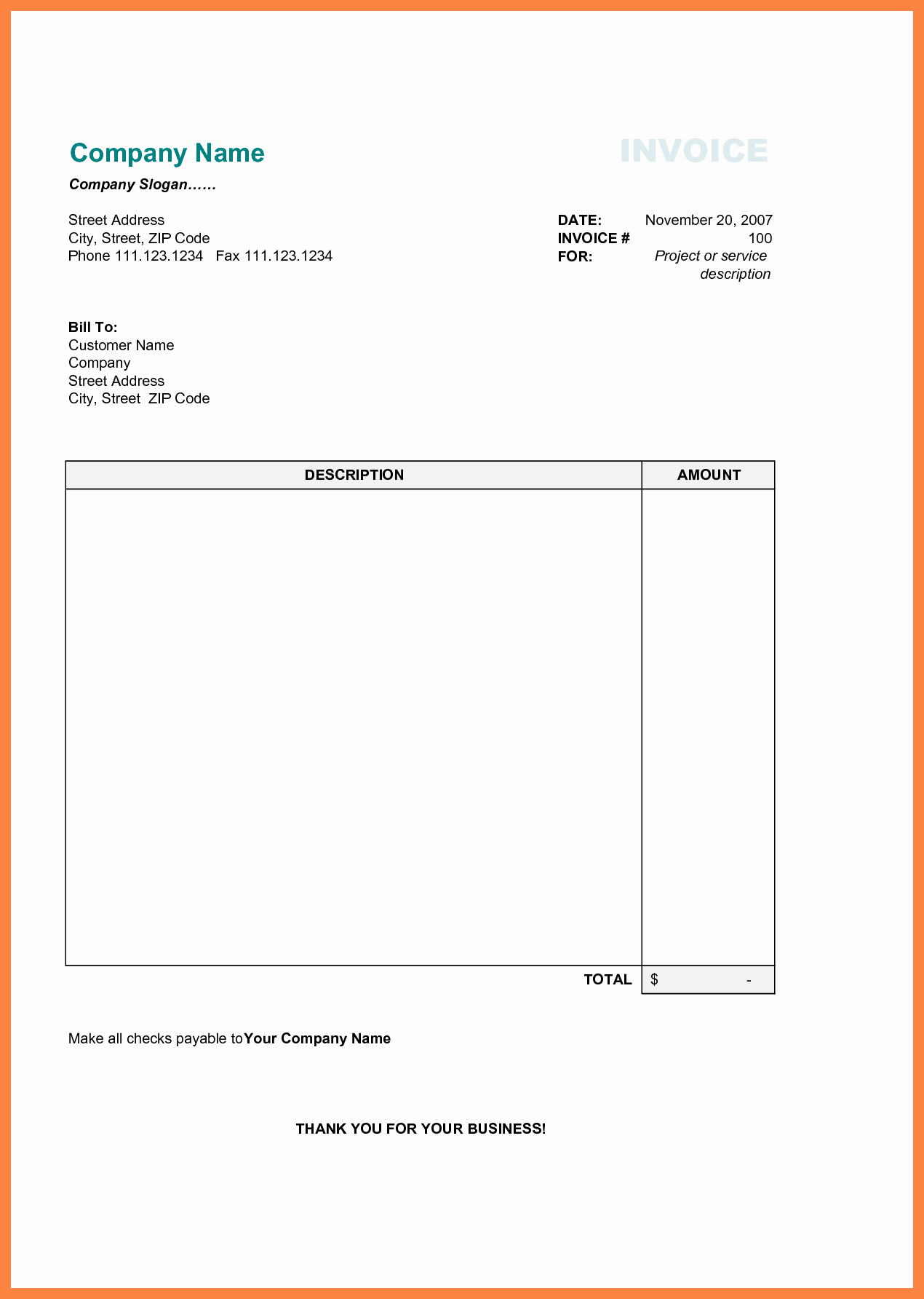 Invoice Bill format In Excel Best Of Free Printable Business Invoice Template Invoice format
