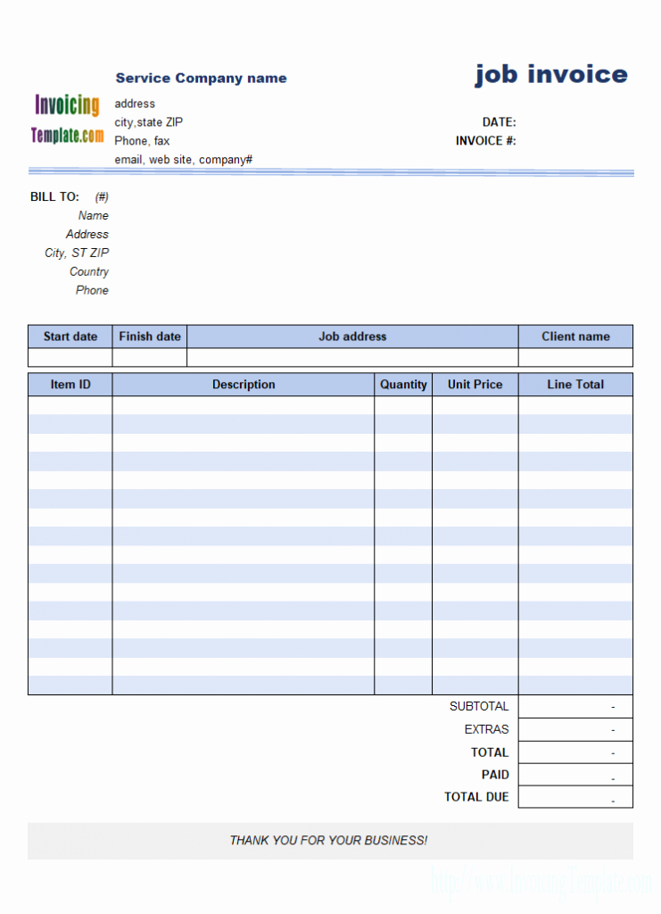 Invoice for Work Done Template Elegant Invoice Template for Work Done Job Invoicing Template