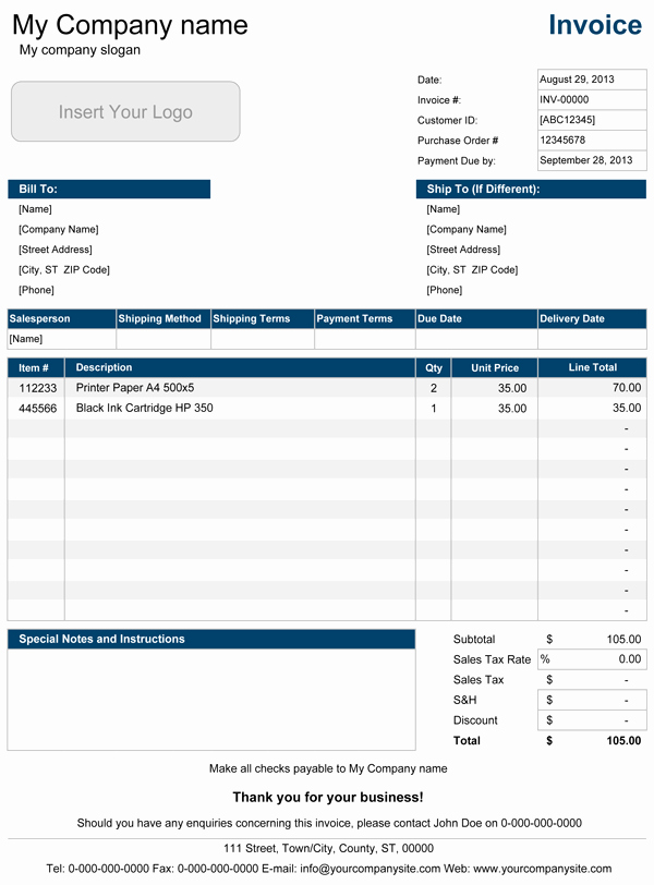 Invoice Template Excel Download Free Best Of Sales Invoice Template for Excel