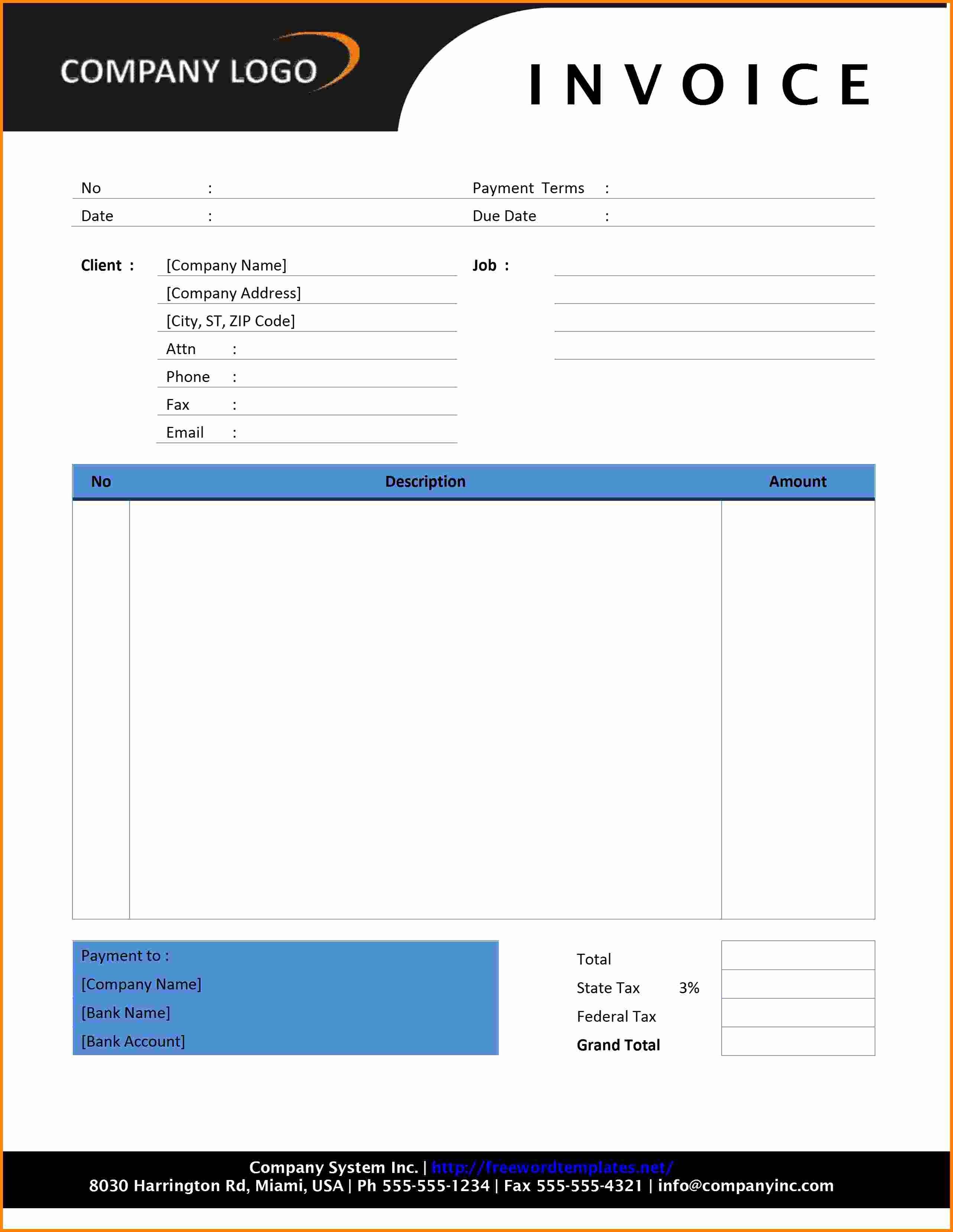 Invoice Template for Microsoft Word Fresh 8 Invoice Template Word 2003