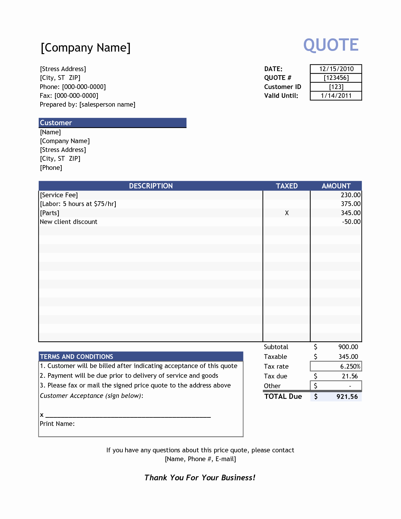 Invoice Template for Microsoft Word Lovely Microsoft Word Quote Template Portablegasgrillweber