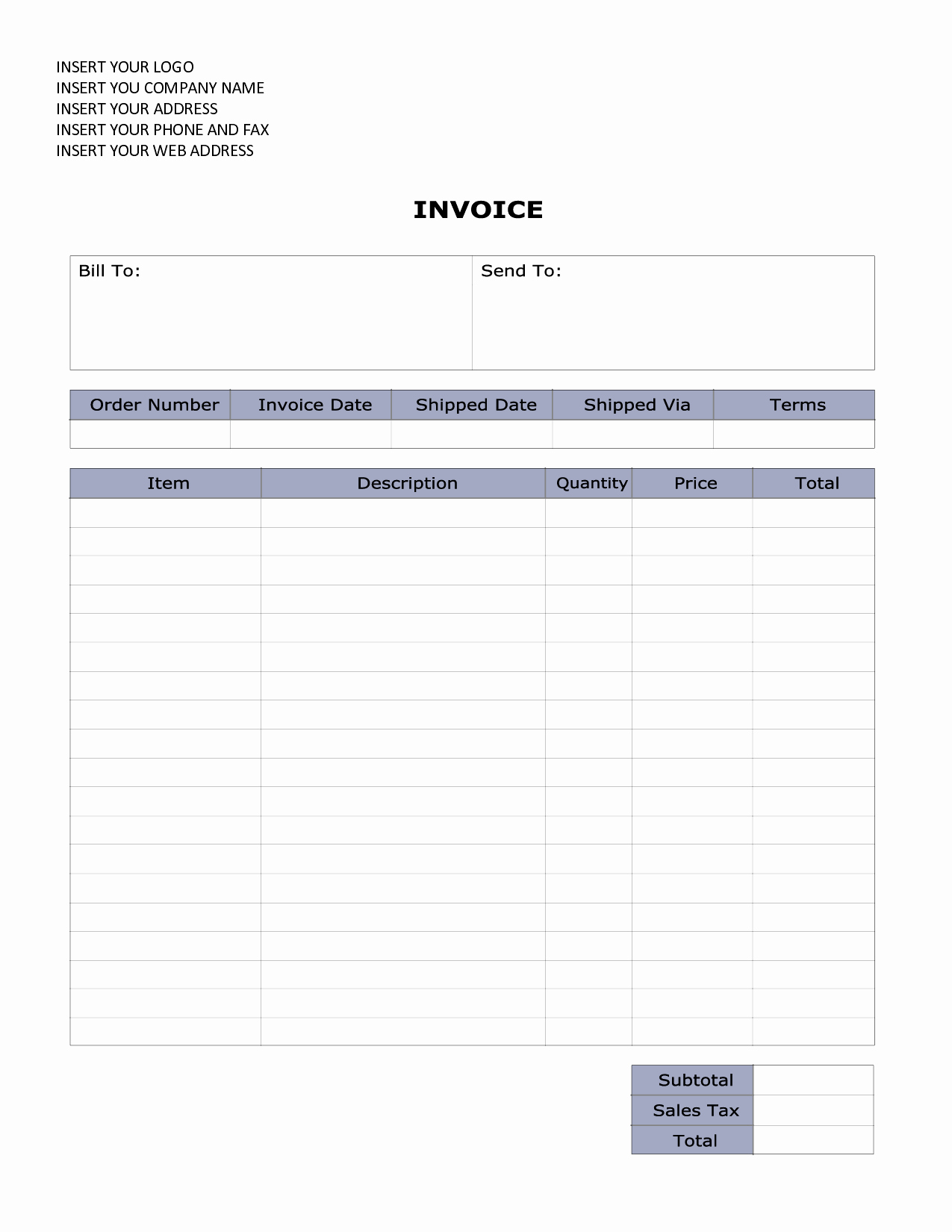 Invoice Template for Microsoft Word Luxury Blank Invoice Template for Microsoft Word