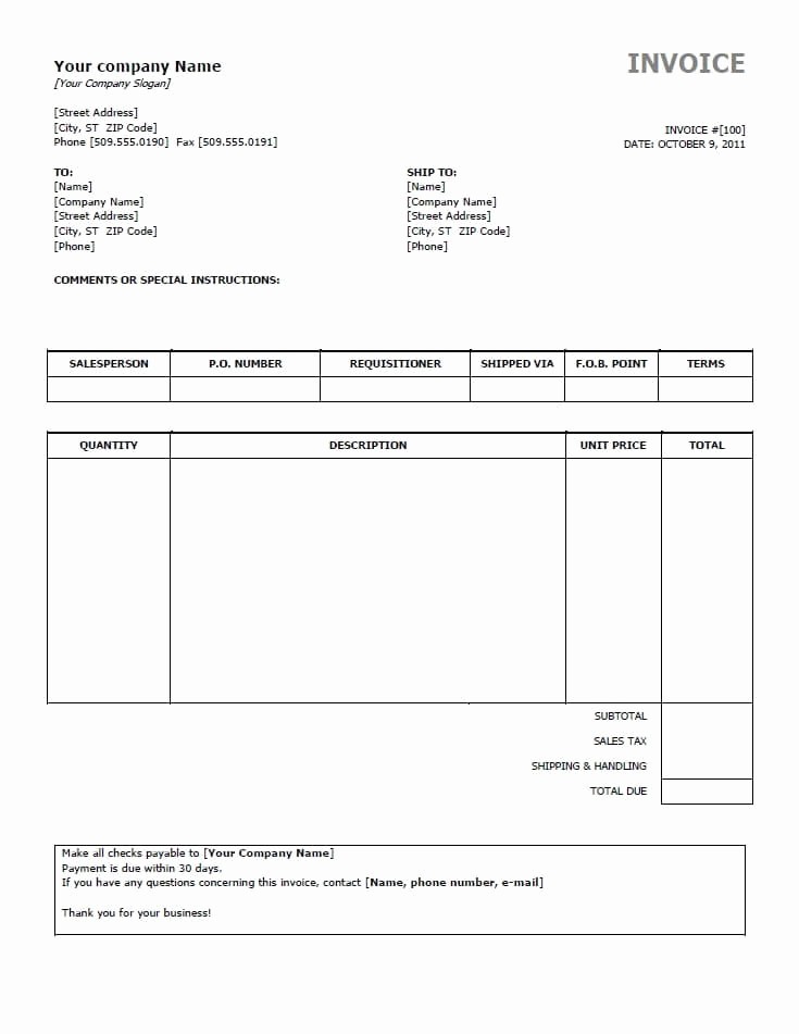 Invoice Template Word Download Free Fresh Free Invoice Template Download