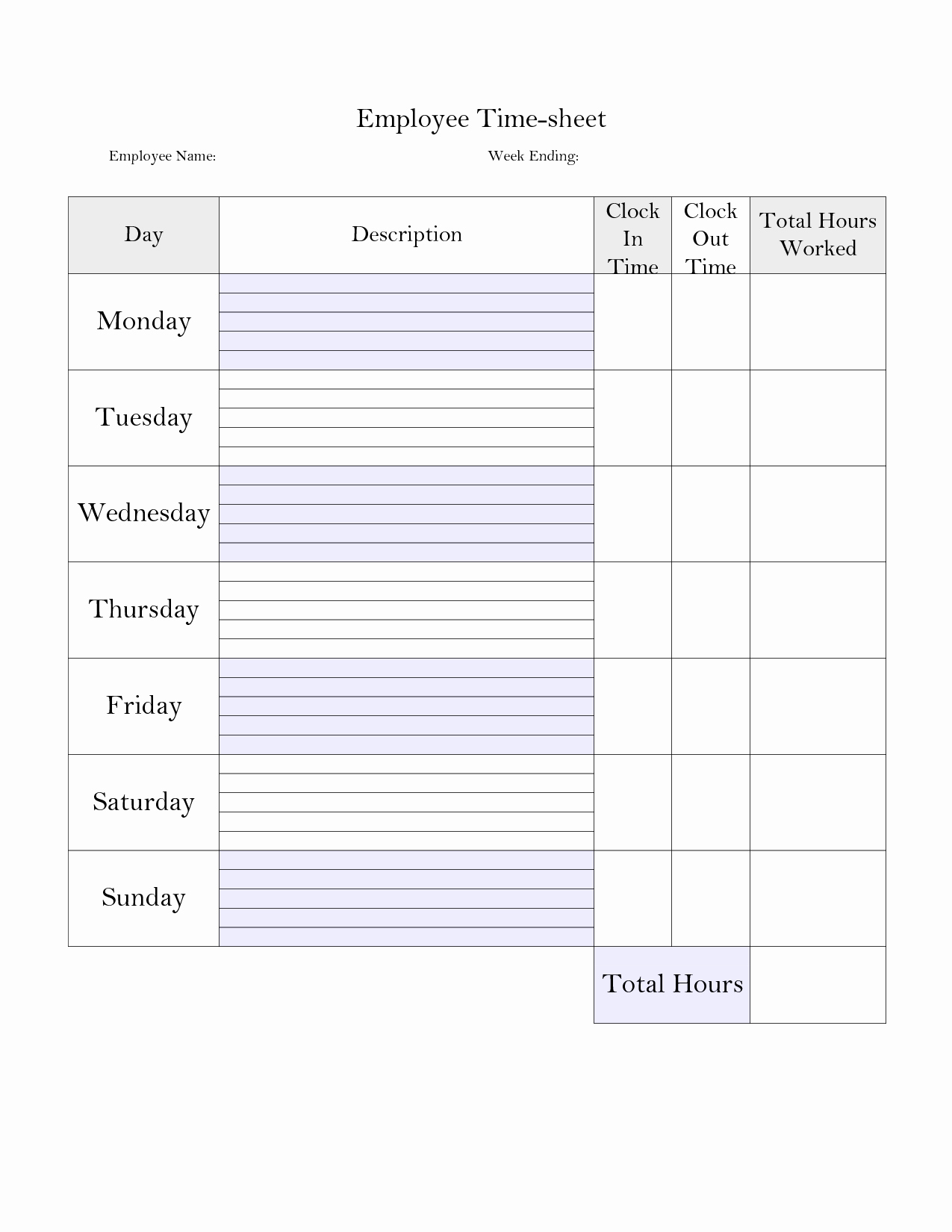 Is Time Sheet One Word Best Of 5 Best Of Printable Employee Time Card Template