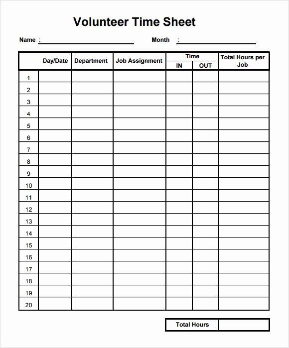 Is Time Sheet One Word Elegant Blank Volunteer form