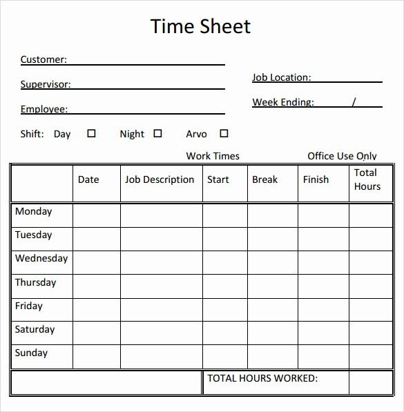 Is Time Sheet One Word Unique Sample Timesheet Calculator 8 Documents In Pdf