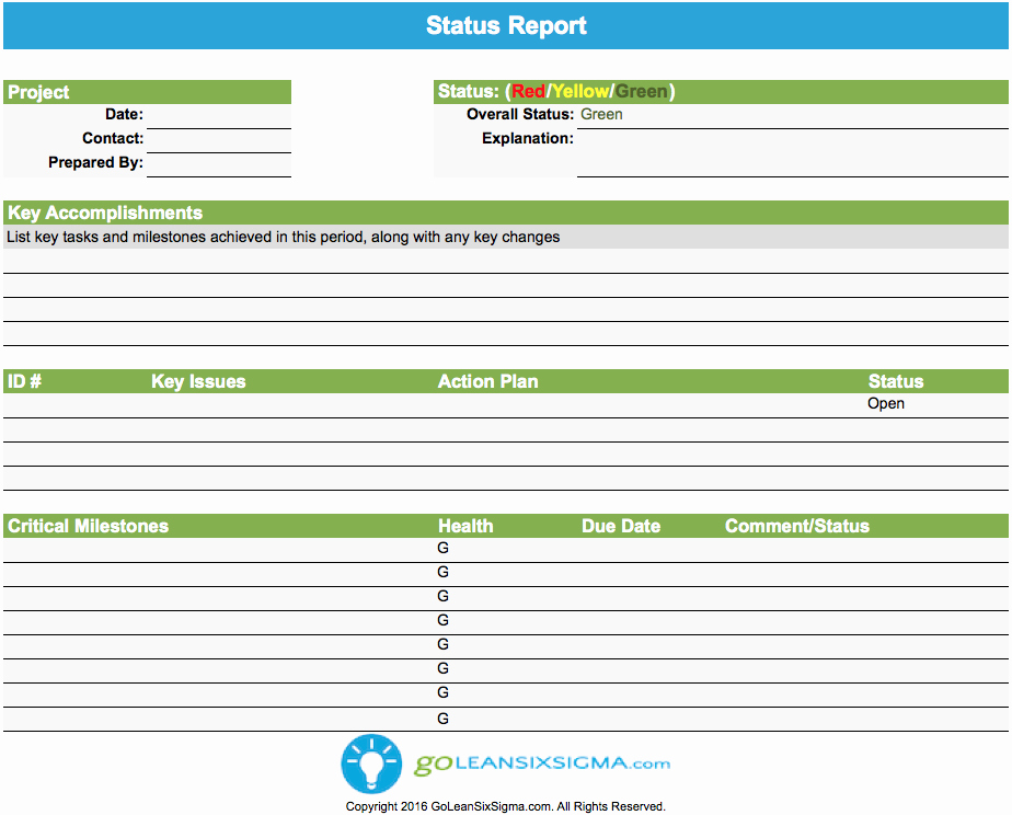 It Project Status Report Template Luxury Status Report Goleansixsigma