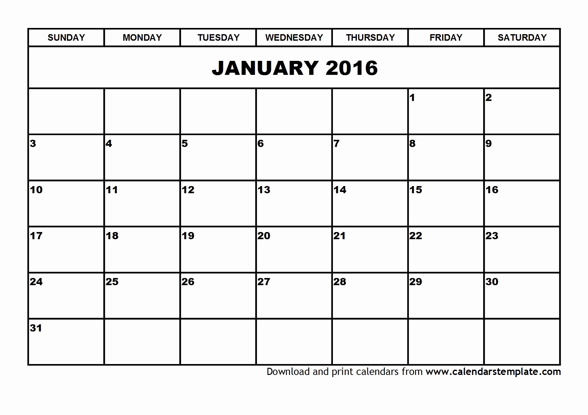 January 2016 Calendar Template Word Awesome 9 Best Of 2016 Calendar January Printable Free