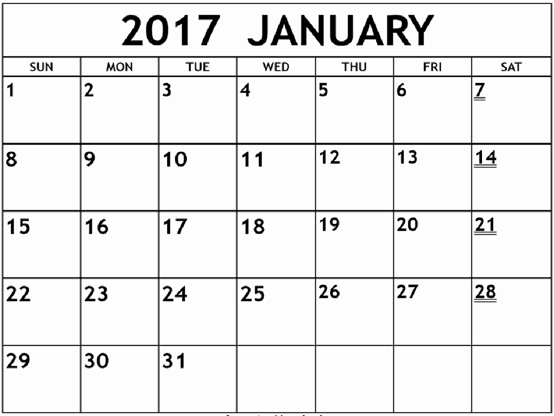 January 2016 Calendar Template Word Beautiful &quot;january 2017 Word Blank Calendar&quot;