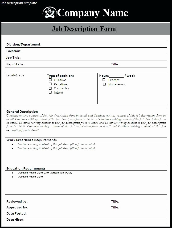 Job Description Templates Free Download New Store Manager Job Description Template Excel – Grnwav