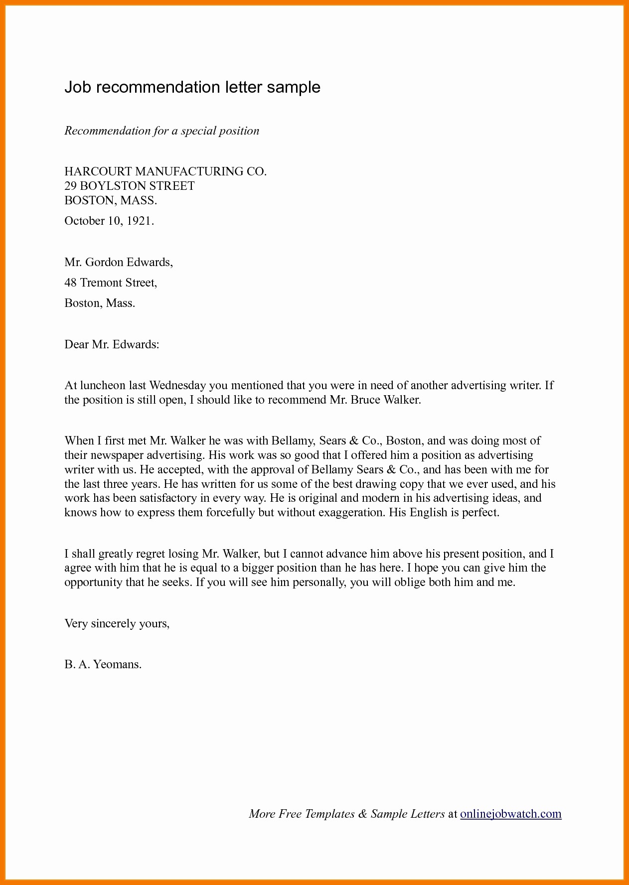 Job Recommendation Letter Sample Template New Job Reference Letter Template