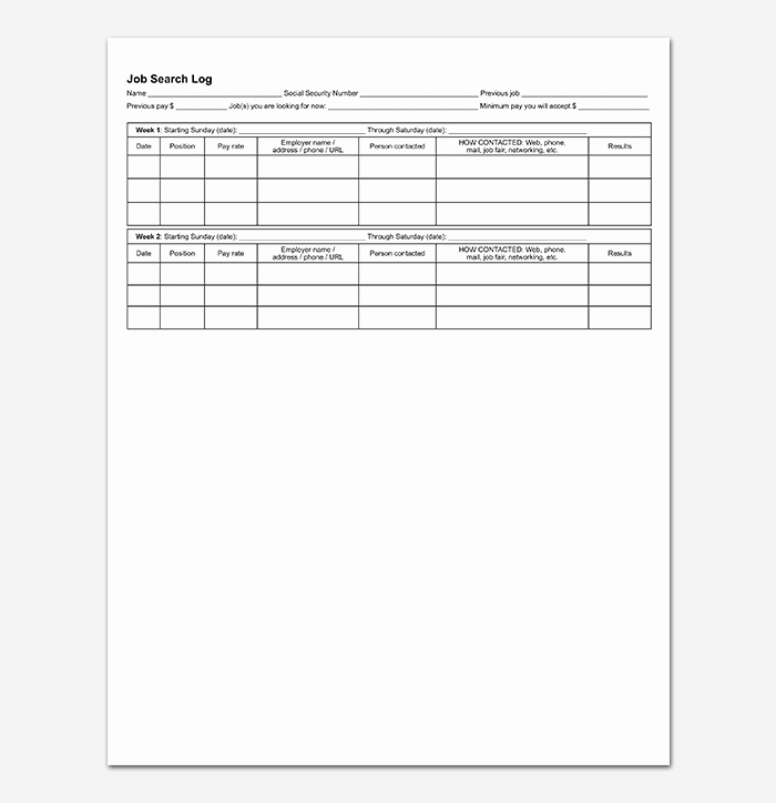 Job Search Log Template Excel Unique Log Sheet Template 22 Word Excel & Pdf format
