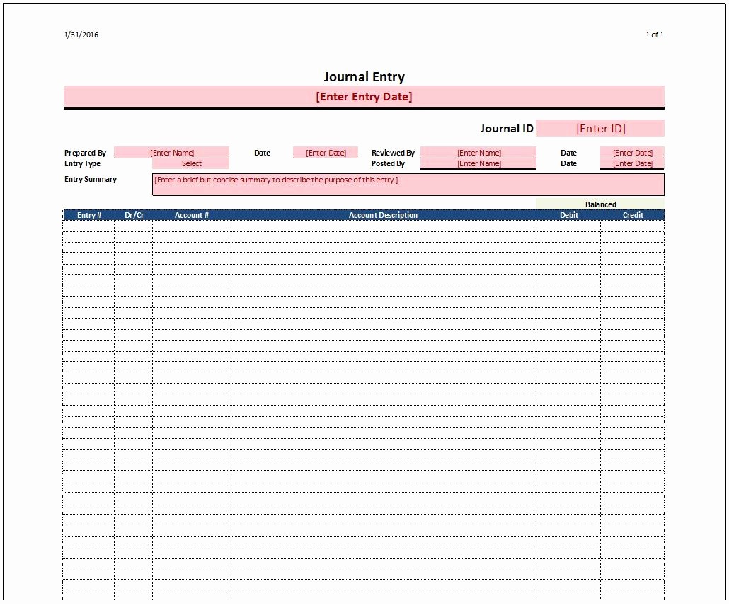 Journal Entry Template for Excel Lovely Journal Entry Template Spreadsheetshoppe