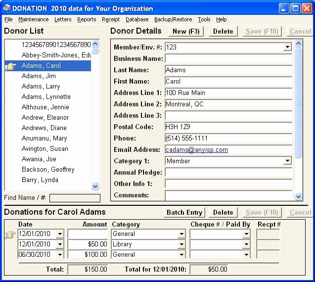 Keep Track Of Charitable Donations Lovely software4nonprofits Donation Church or Charity Donor