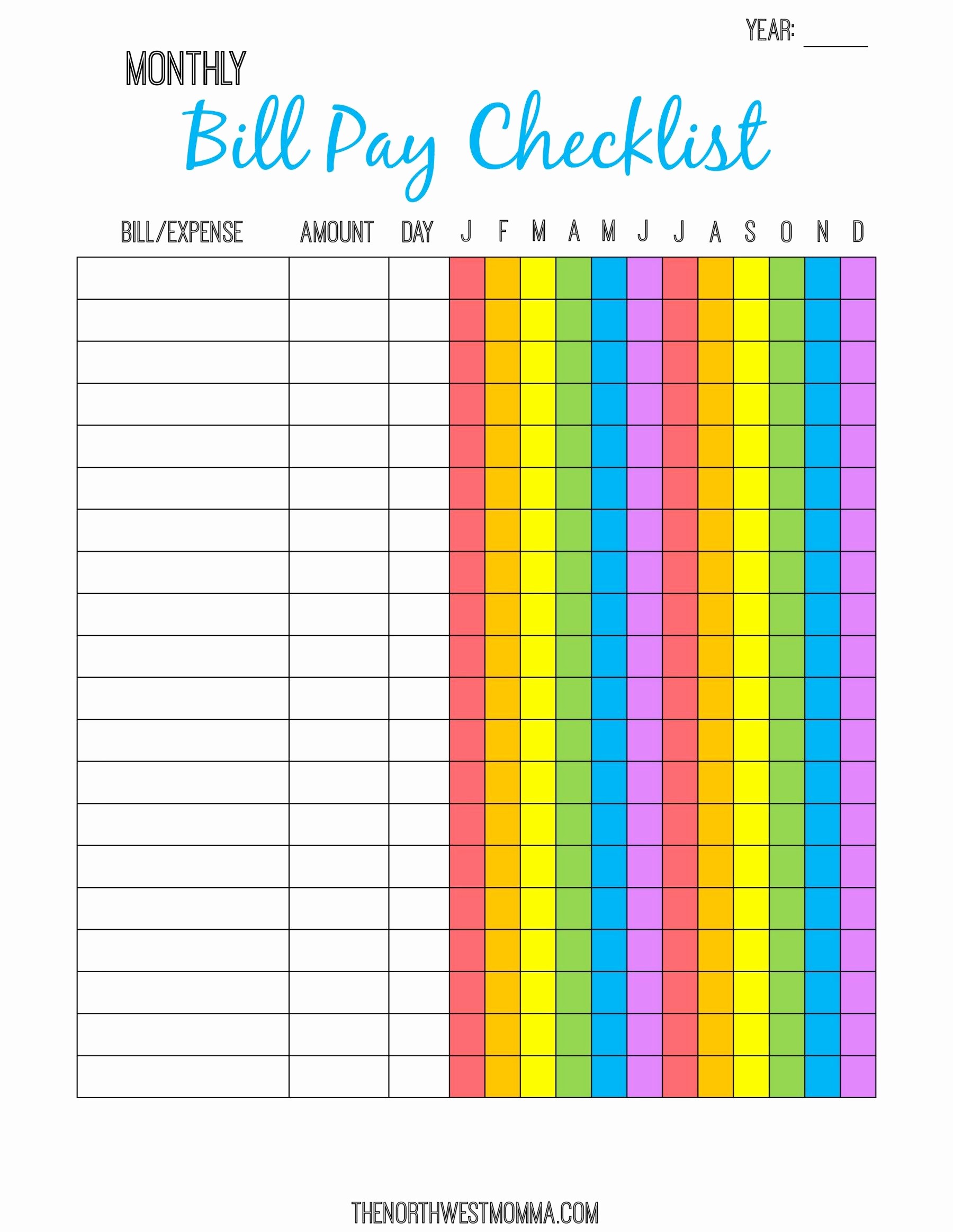 Keep Track Of Finances Excel Elegant Monthly Bill Pay Checklist Free Printable