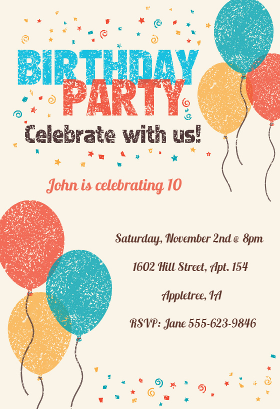 Kids Birthday Party Invite Templates Luxury Celebrate with Us Free Birthday Invitation Template