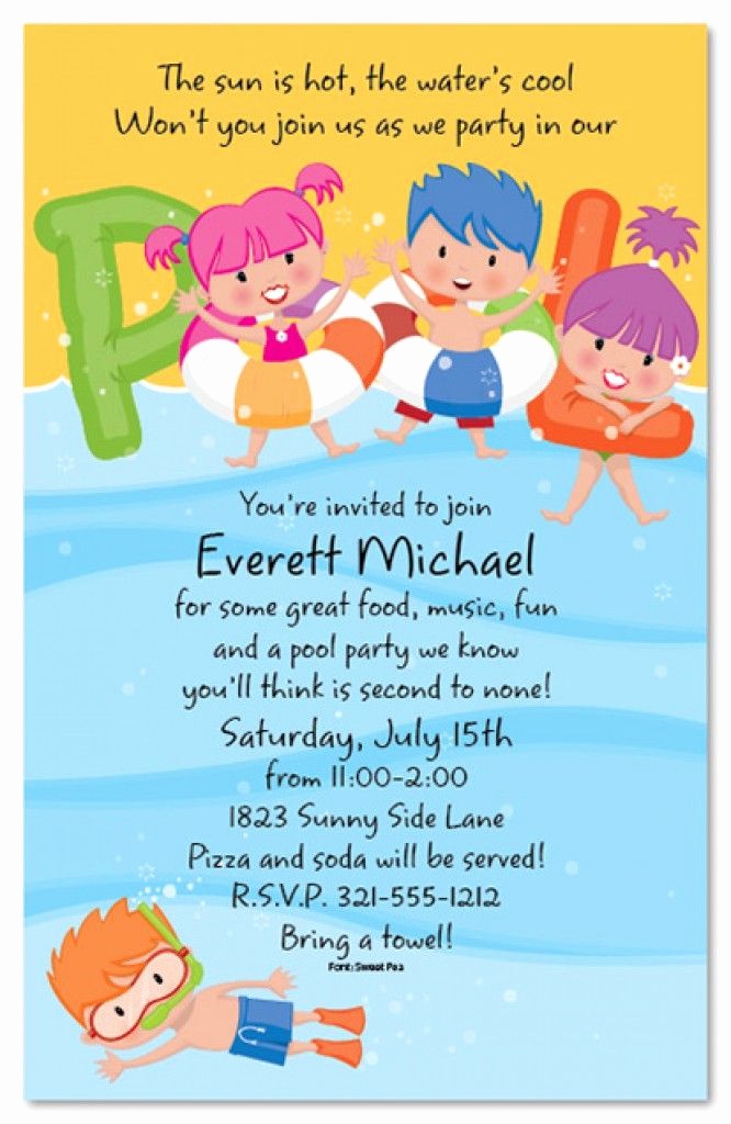 Kids Birthday Party Invite Templates New Free Printable Kids Pool Party Invitations Templates 4