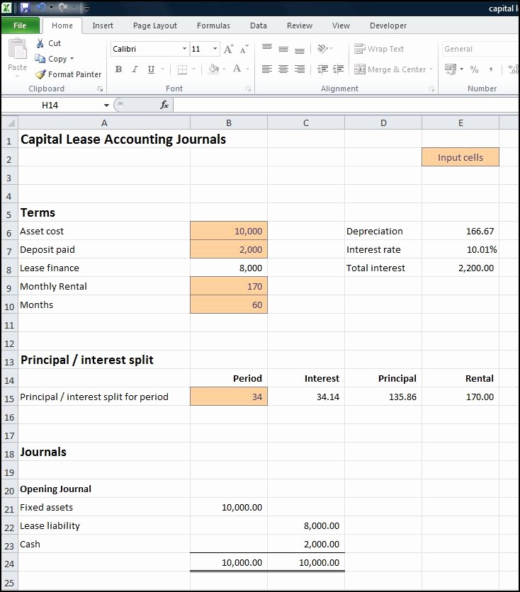 Lease Payment Calculator Excel Template Awesome Accounting for Capital Leases Calculator