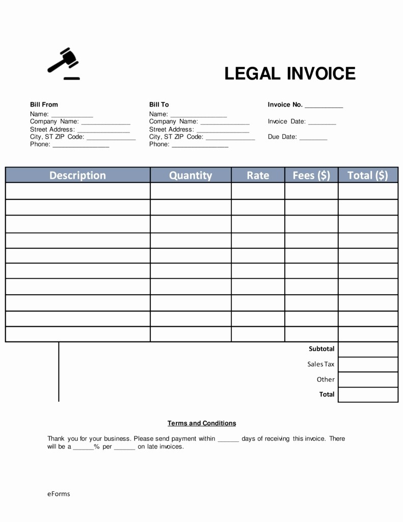 Legal Services Invoice Template Excel Luxury attorney Invoice Template