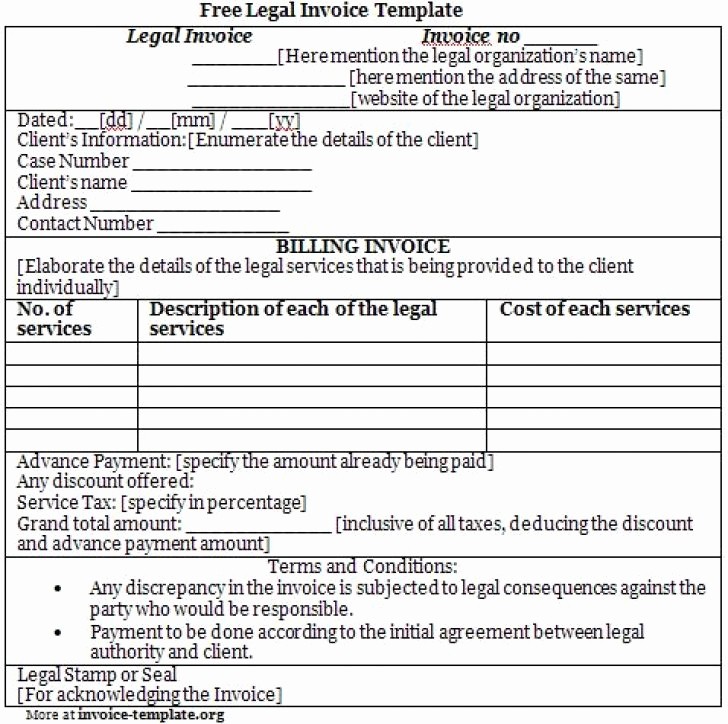 Legal Services Invoice Template Excel New Legal Invoice Template Word