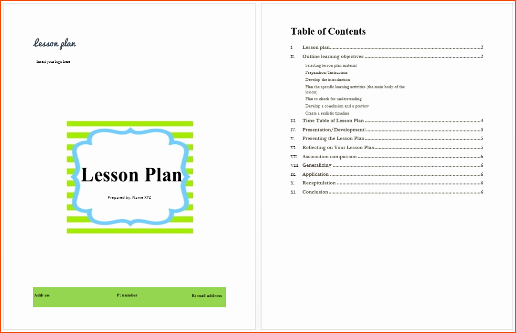Lesson Plan for Microsoft Word Beautiful 6 Simple Lesson Plan Template Bookletemplate